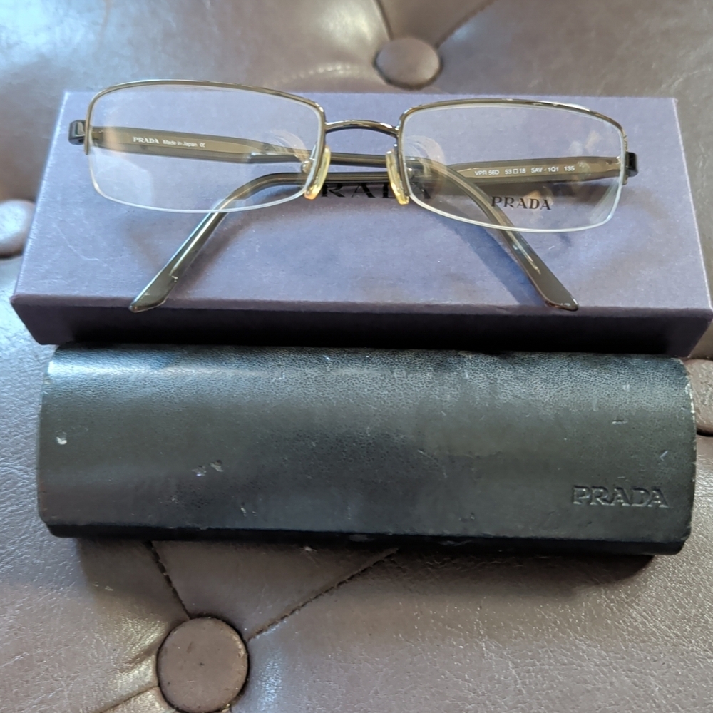 Prada Rimless Rectangular Eyeglasses in Gold and … - image 1